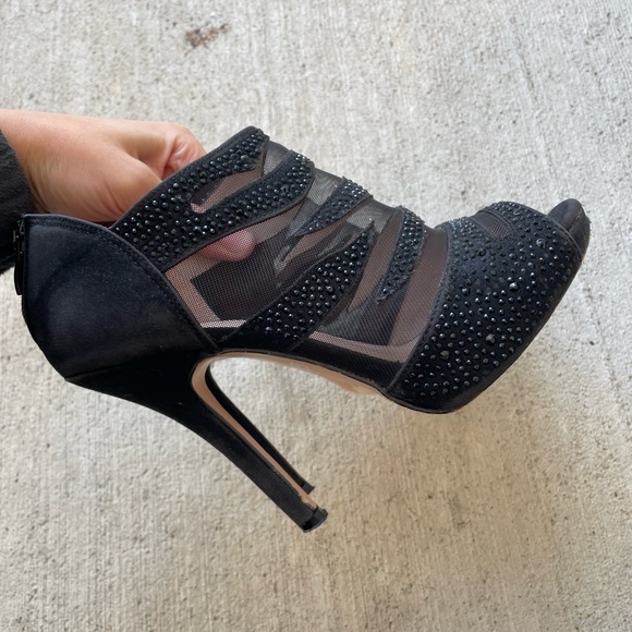 De Blossom Collection Glittery Heels Black High Bootie Shoes size 6.5 - Picture 10 of 12